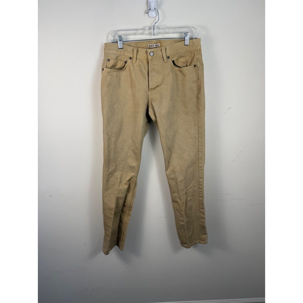 Alex Mill Mens Raw Denim Button Fly Straight Leg Jeans Khaki Tan Size 31
